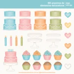 Kit Digital Feliz Aniversário – Cliparts em aquarela - Imagem 4