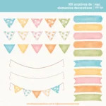 Kit Digital Feliz Aniversário – Cliparts em aquarela - Imagem 6