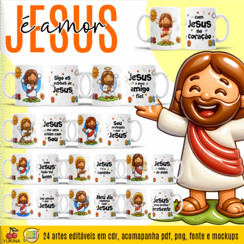 ESTAMPAS JESUS É AMOR CANECAS