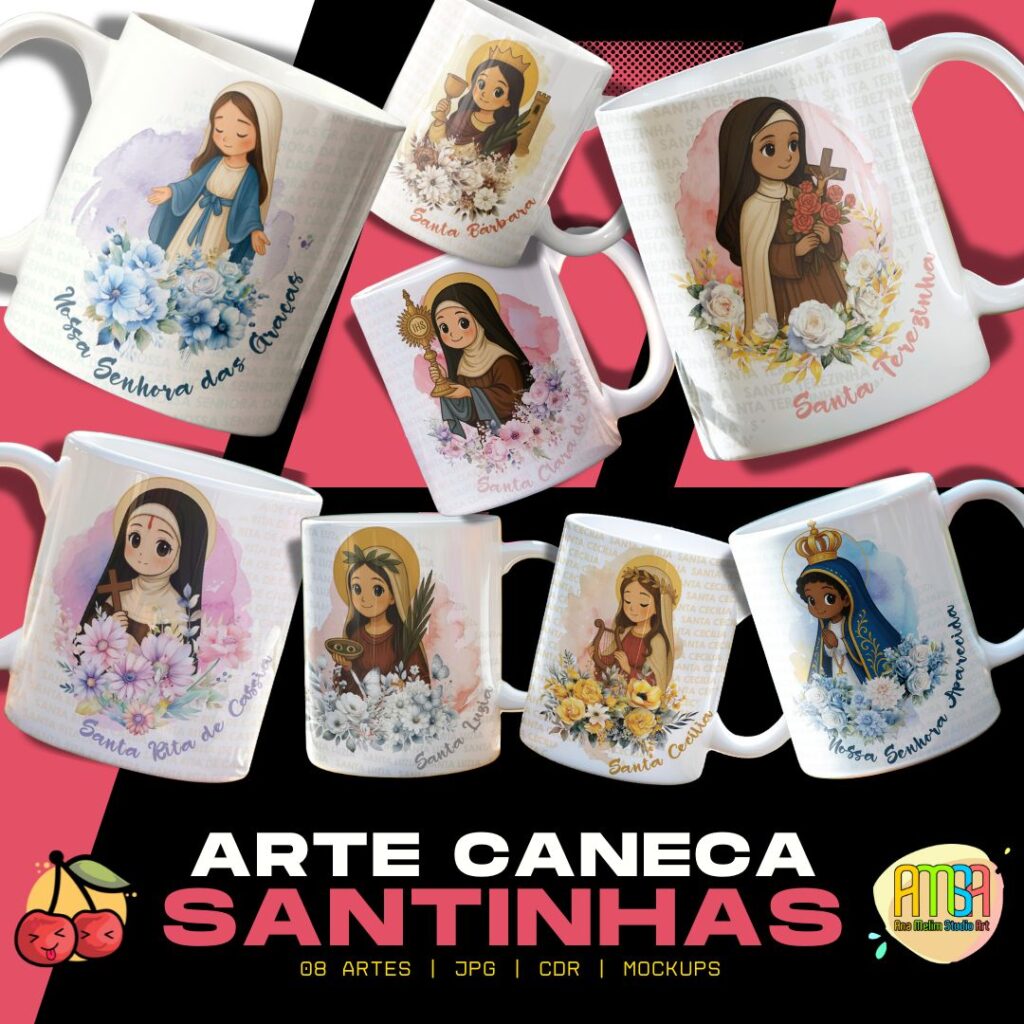 Arte Caneca Santinhas V1 - Imagem 1