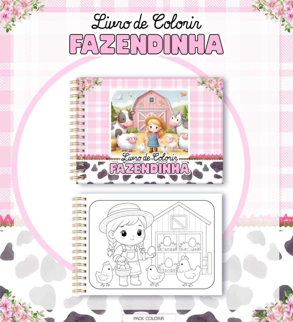 Livro de Colorir FAZENDINHA MENINA - Imagem 1