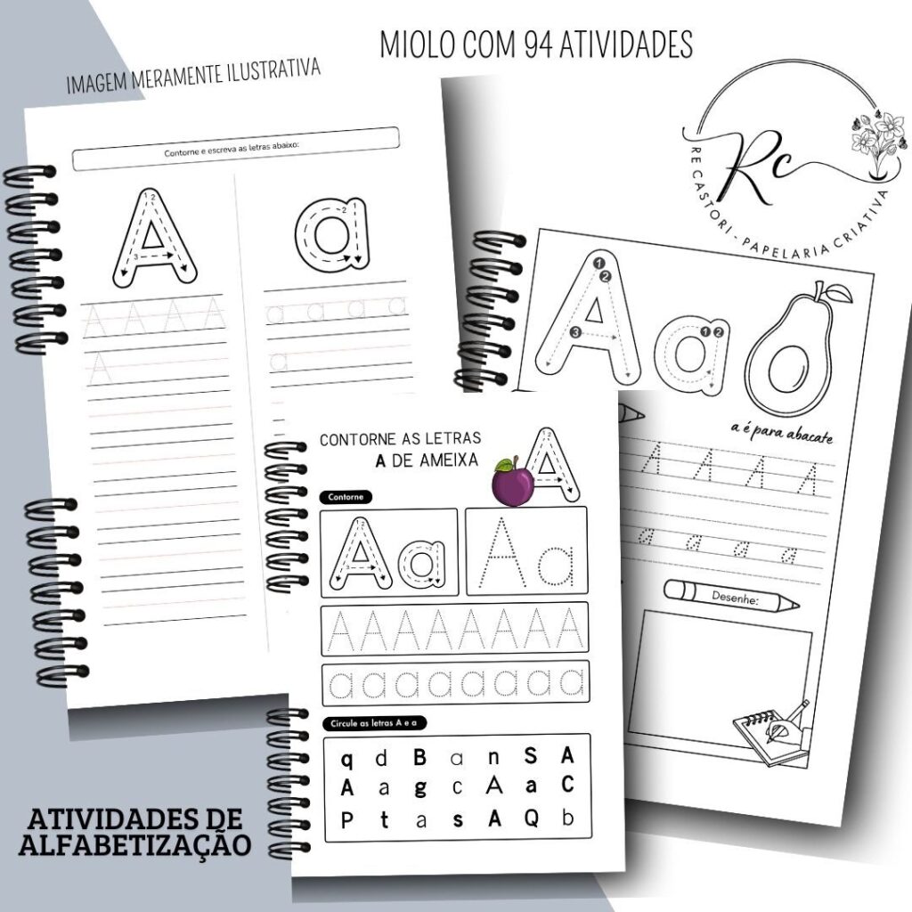 Kit Digital Caderno com Atividades de Alfabetização Escolar – Feminino e Masculino - Imagem 5