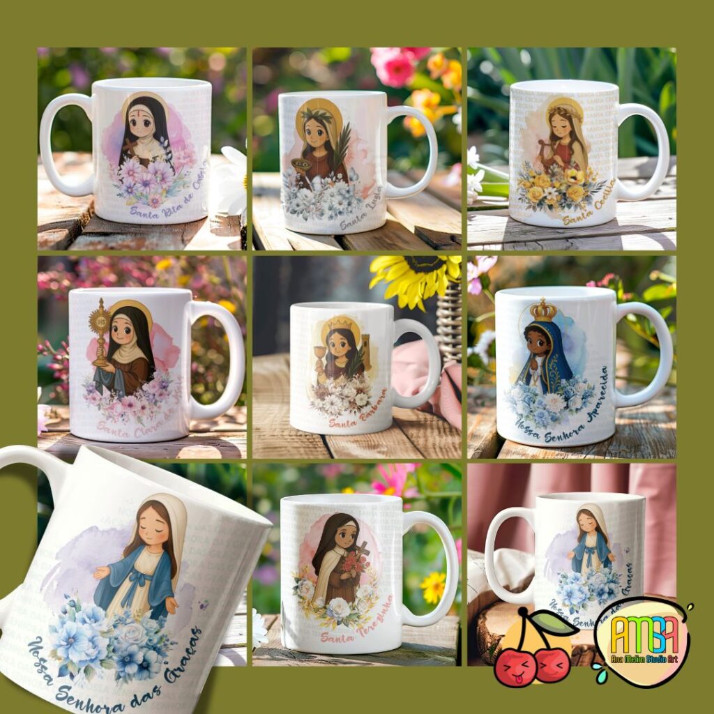 Arte Caneca Santinhas V1 - Imagem 2