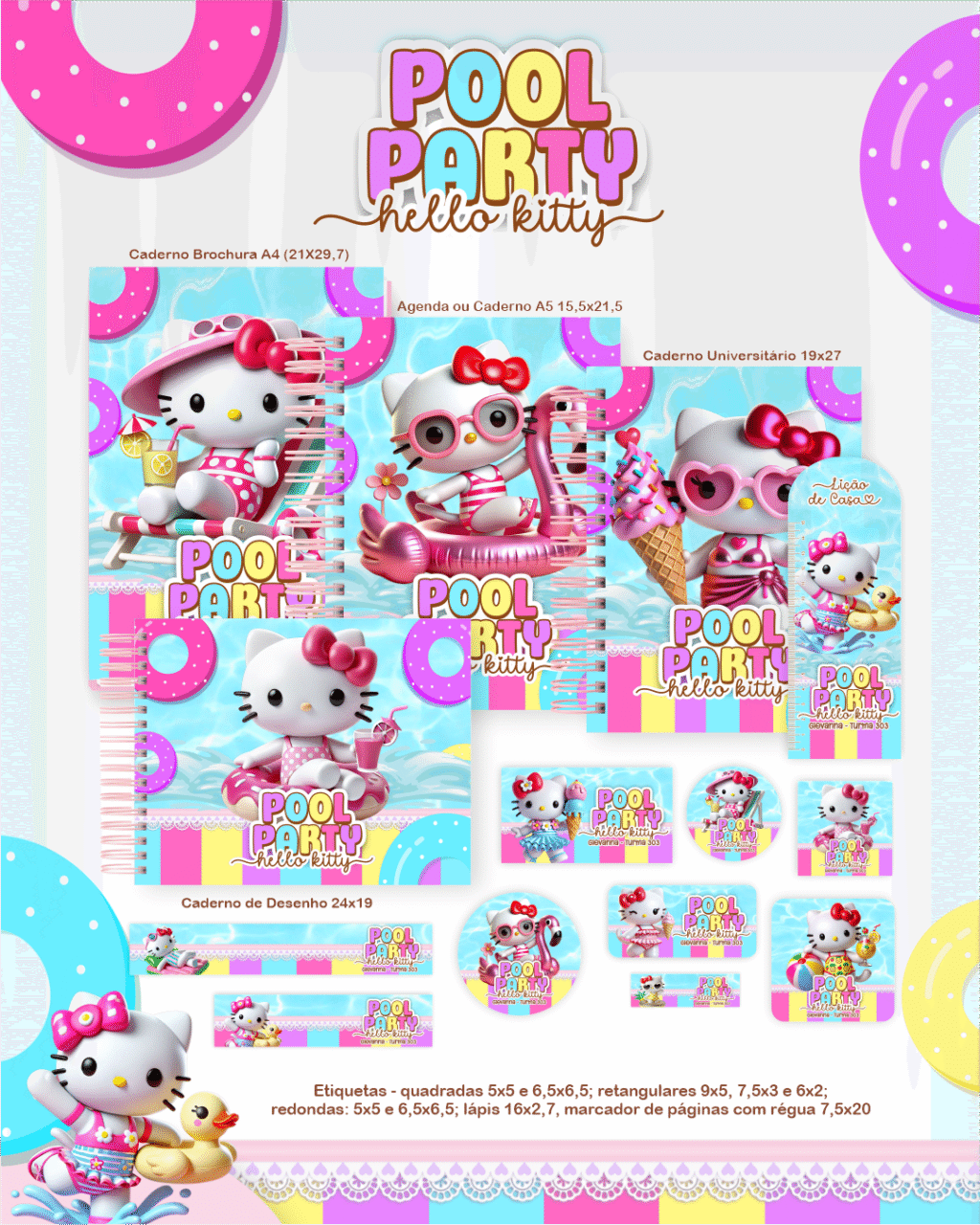 Volta as Aulas - Escolar HELLO KITTY POOL PARTY - Imagem 1