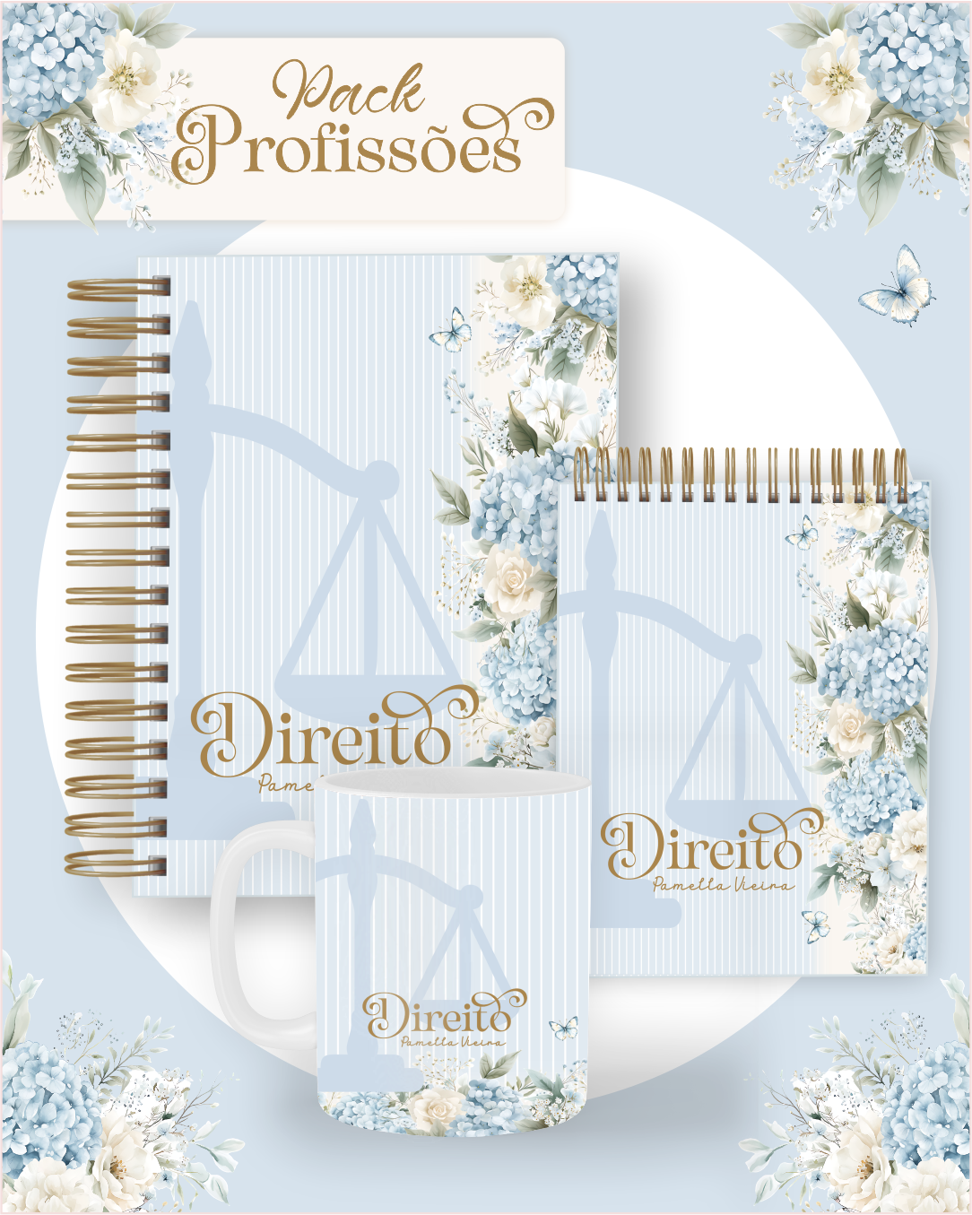 2 Encadernação Profissões 2026 FLORAL AZUL - Imagem 1