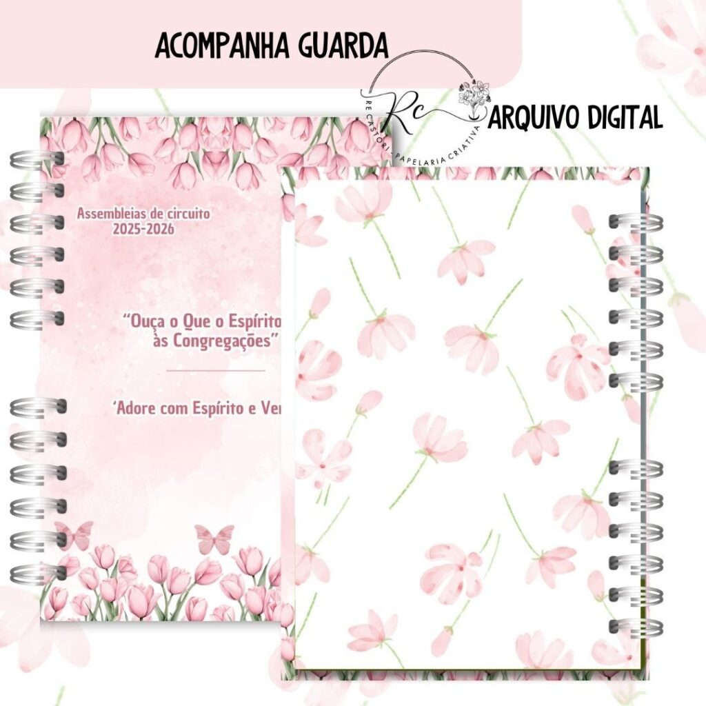 KIT DIGITAL CADERNO + MIOLO ASSEMBLEIA DE CIRCUITO 2025-2026 – FLORAL ROSA – COM TEMA - Imagem 7