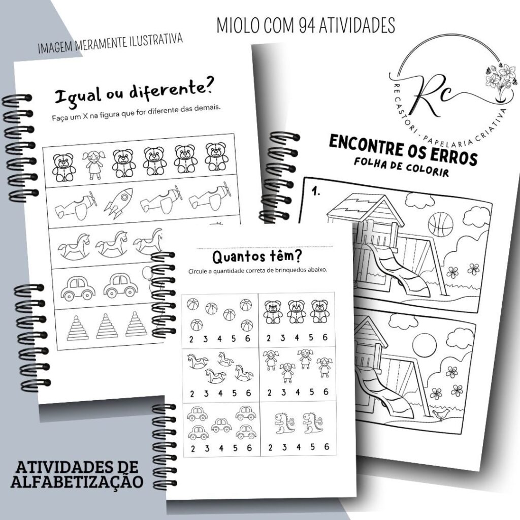 Kit Digital Caderno com Atividades de Alfabetização Escolar – Feminino e Masculino - Imagem 4