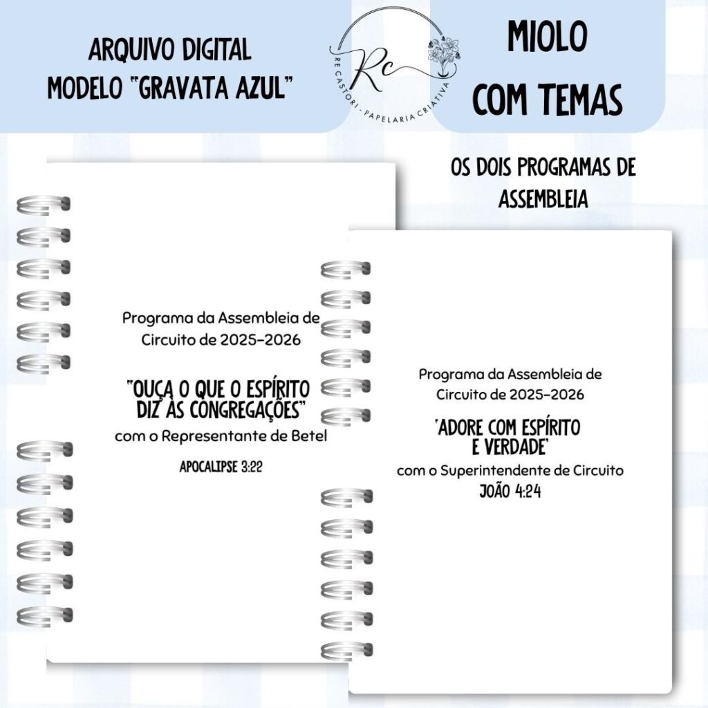 KIT DIGITAL CADERNO + MIOLO ASSEMBLEIA DE CIRCUITO 2025-2026 – GRAVATA AZUL – COM TEMAS - Imagem 6