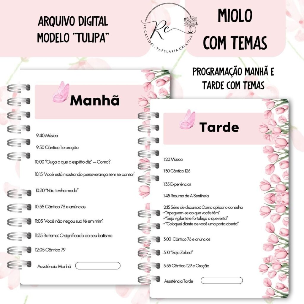 KIT DIGITAL CADERNO + MIOLO ASSEMBLEIA DE CIRCUITO 2025-2026 – FLORAL ROSA – COM TEMA - Imagem 5