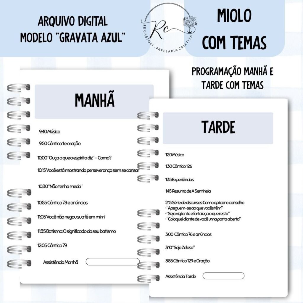 KIT DIGITAL CADERNO + MIOLO ASSEMBLEIA DE CIRCUITO 2025-2026 – GRAVATA AZUL – COM TEMAS - Imagem 5