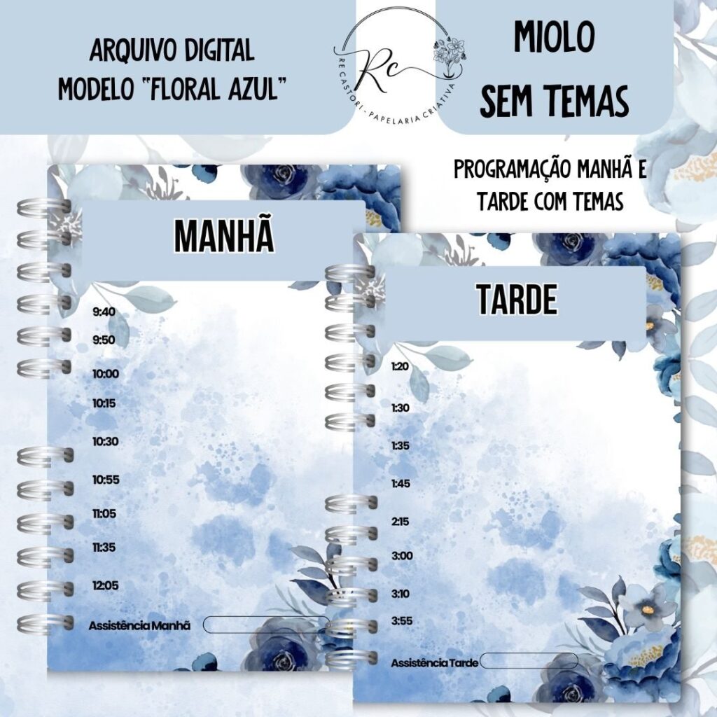 KIT DIGITAL CADERNO + MIOLO ASSEMBLEIA DE CIRCUITO 2025-2026 – FLORAL AZUL – SEM TEMA - Imagem 4