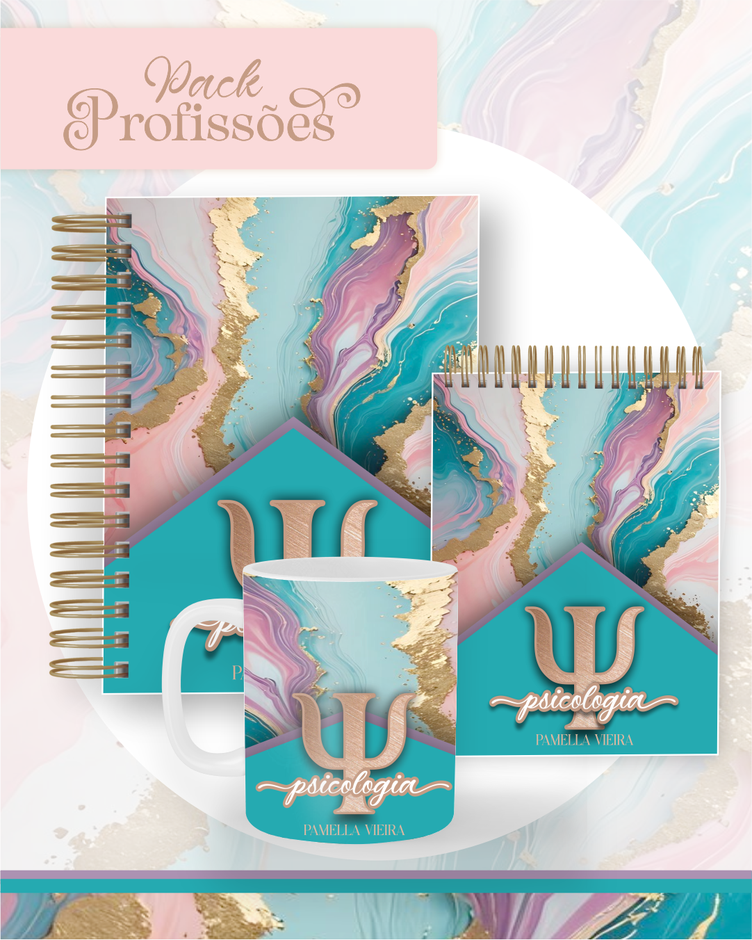 4 Encadernação Profissões 2026 LUXO AZUL Piscina - Imagem 1