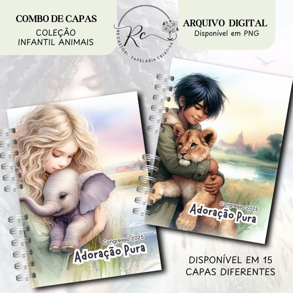 COMBO DIGITAL DE CAPAS INFANTIL PARA O CONGRESSO ADORAÇÃO PURA – COLEÇÃO ANIMAIS - Imagem 8
