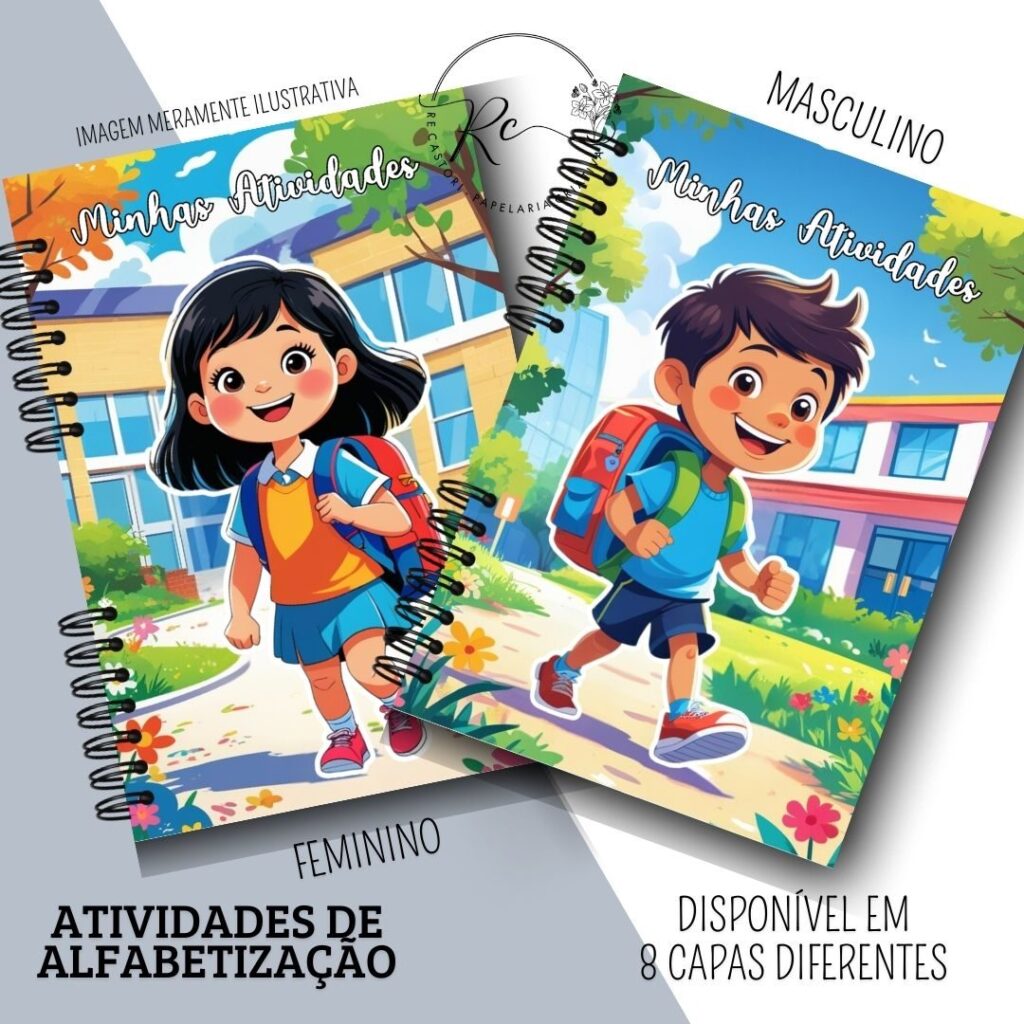 Kit Digital Caderno com Atividades de Alfabetização Escolar – Feminino e Masculino - Imagem 6