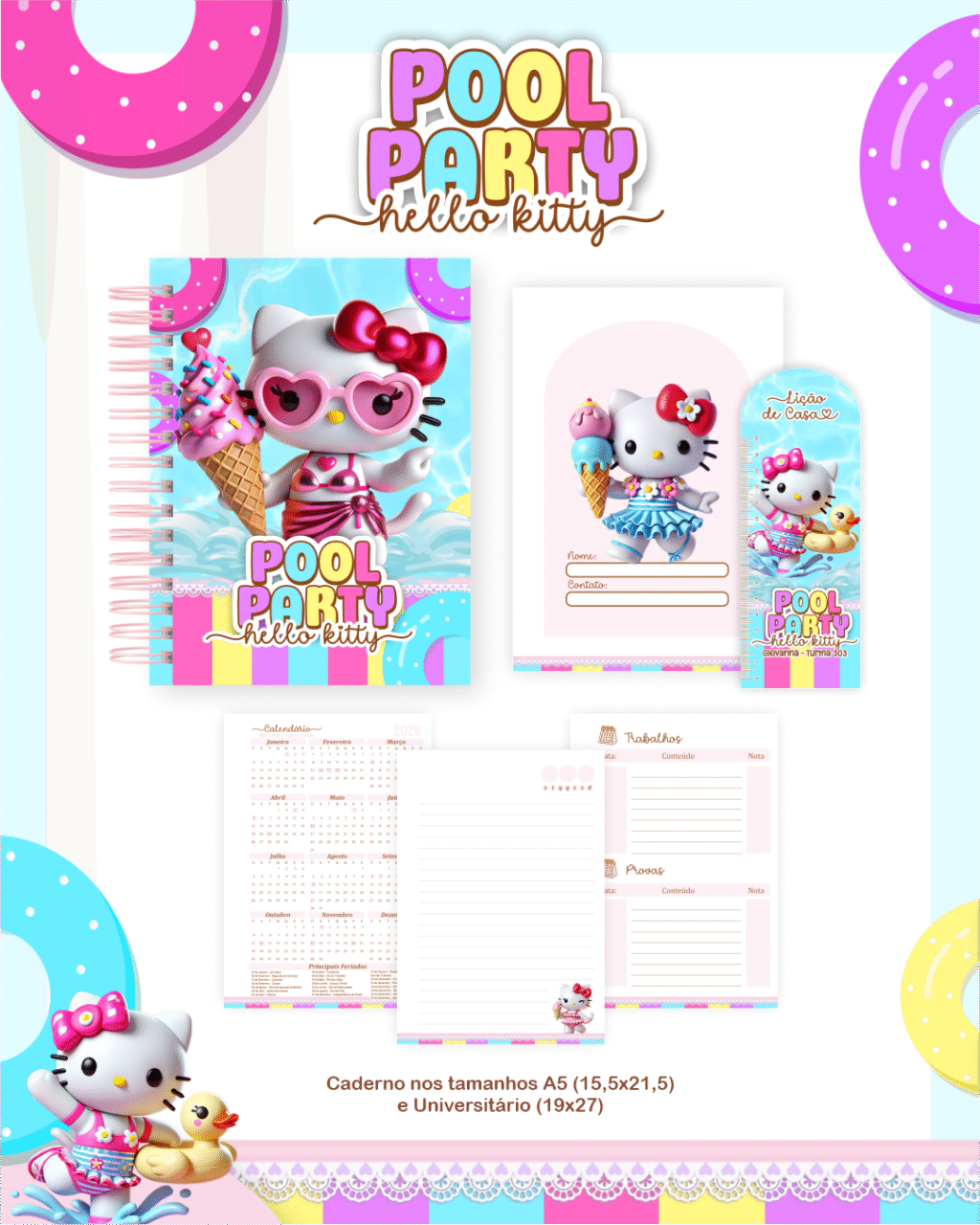 Volta as Aulas - Escolar HELLO KITTY POOL PARTY - Imagem 5