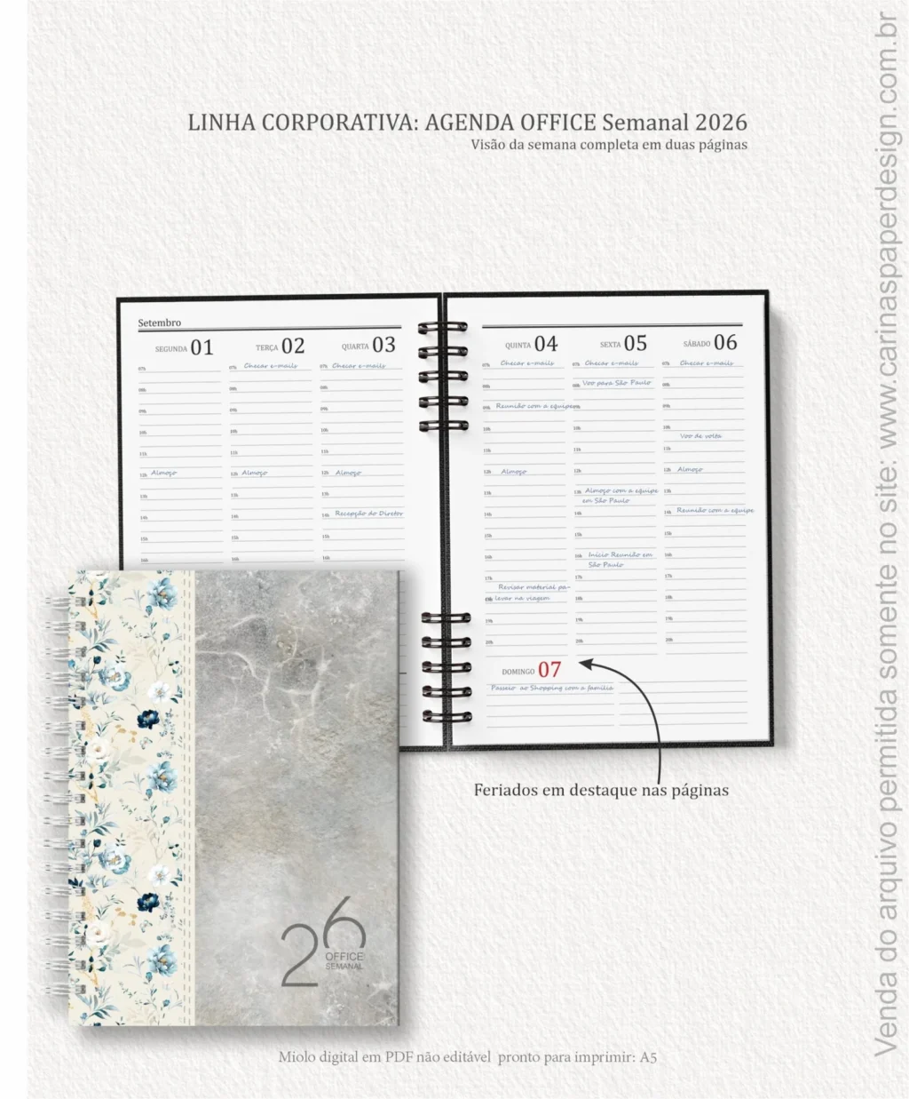 Arquivo Digital Miolo Agenda Office Semanal 2026 - Imagem 2