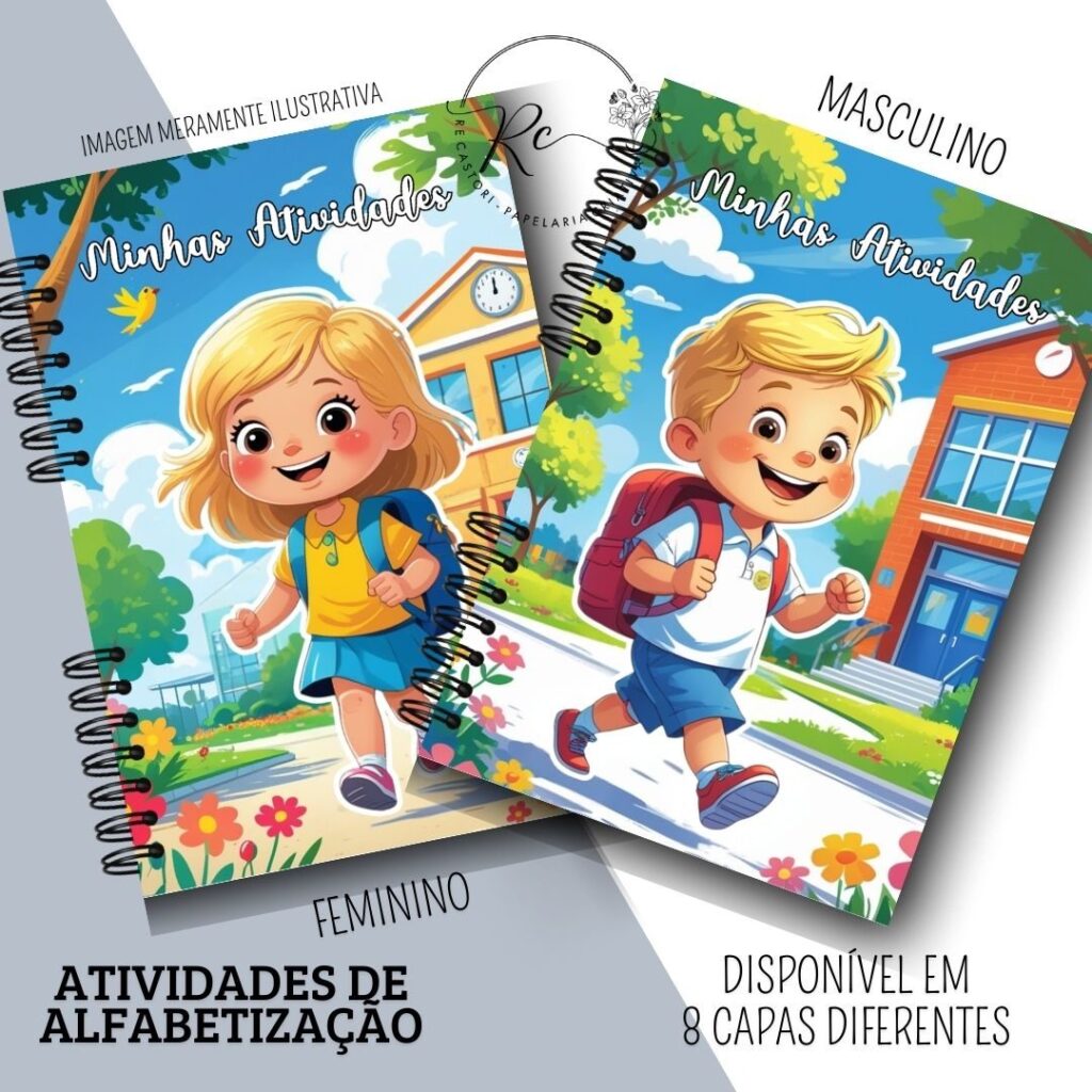 Kit Digital Caderno com Atividades de Alfabetização Escolar – Feminino e Masculino - Imagem 3