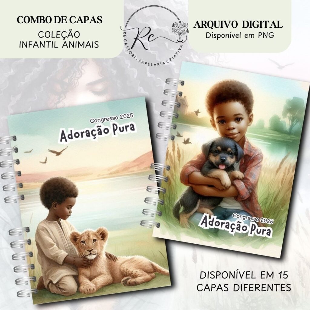 COMBO DIGITAL DE CAPAS INFANTIL PARA O CONGRESSO ADORAÇÃO PURA – COLEÇÃO ANIMAIS - Imagem 6