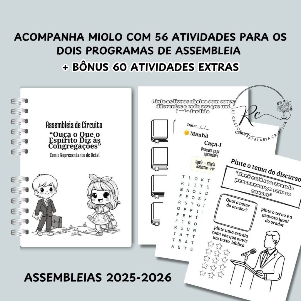 KIT DIGITAL CADERNO COM ATIVIDADES PARA A ASSEMBLEIA 2025-2026 INFANTIL ( MASCULINO E FEMININO) + Bônus com 60 atividades extras - Imagem 3