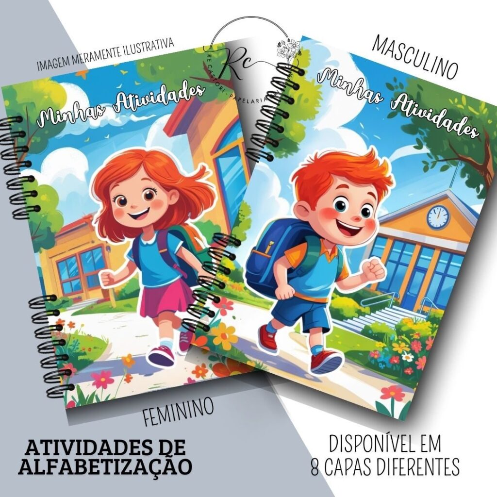 Kit Digital Caderno com Atividades de Alfabetização Escolar – Feminino e Masculino - Imagem 2