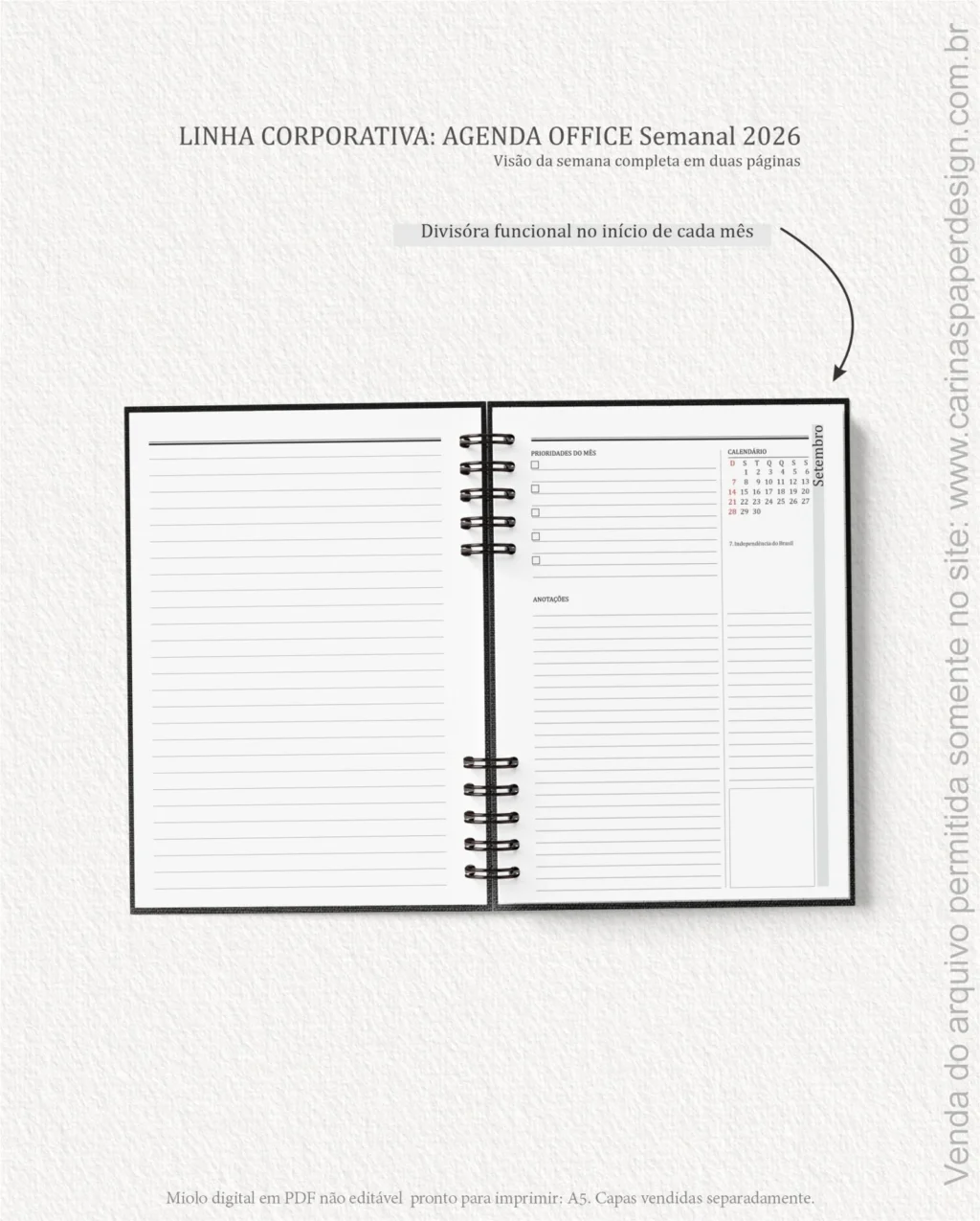 Arquivo Digital Miolo Agenda Office Semanal 2026 - Imagem 7