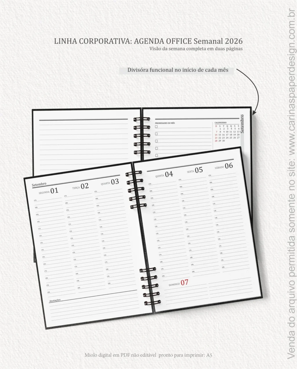Arquivo Digital Miolo Agenda Office Semanal 2026 - Imagem 6