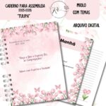 KIT DIGITAL CADERNO + MIOLO ASSEMBLEIA DE CIRCUITO 2025-2026 – FLORAL ROSA – COM TEMA