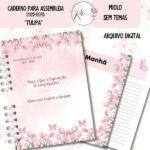 KIT DIGITAL CADERNO + MIOLO ASSEMBLEIA DE CIRCUITO 2025-2026 – FLORAL ROSA – SEM TEMA