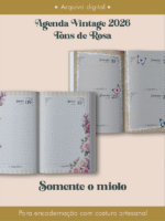 Agenda Vintage Tons de Rosa 2026 costura (somente o miolo)