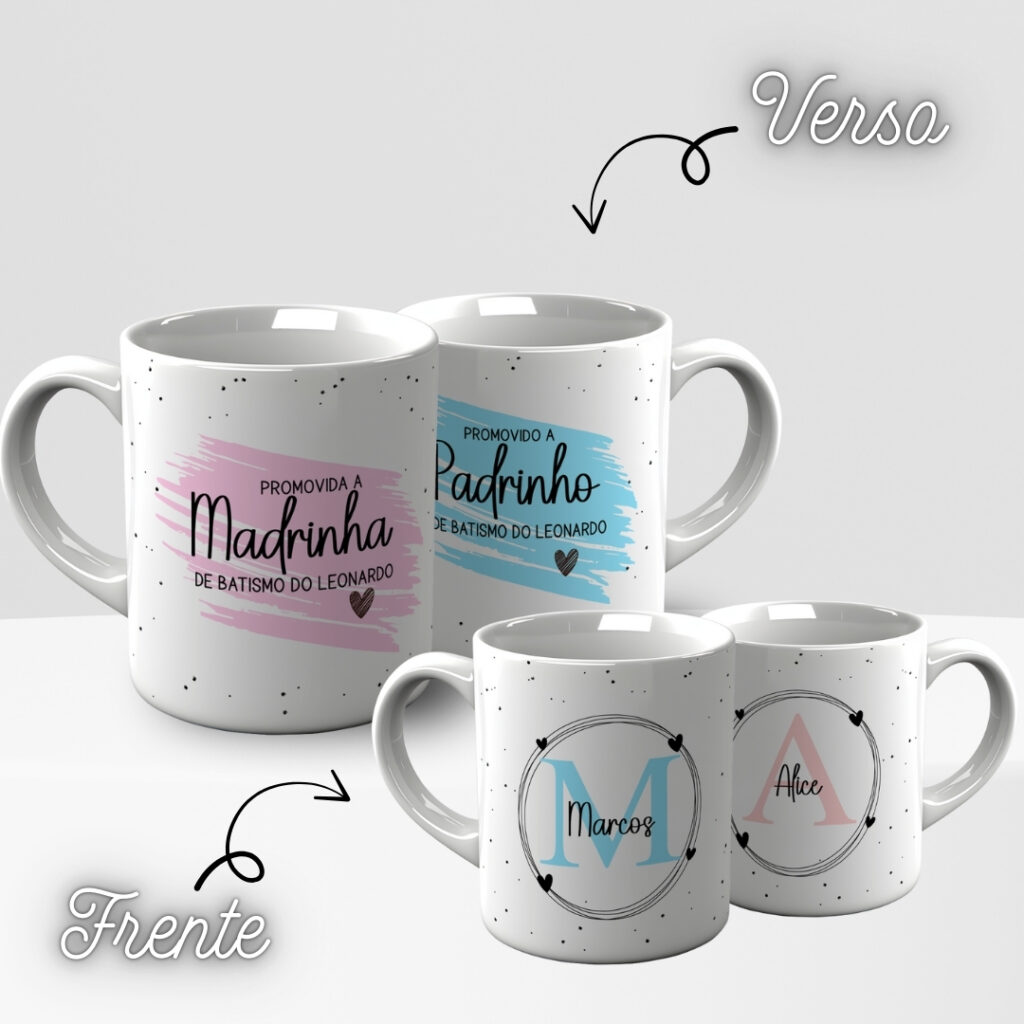 Arte Caneca Convite Padrinhos Minimalista - Imagem 2