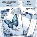 KIT DIGITAL CADERNO + MIOLO ASSEMBLEIA DE CIRCUITO 2025-2026 – FLORAL AZUL – SEM TEMA