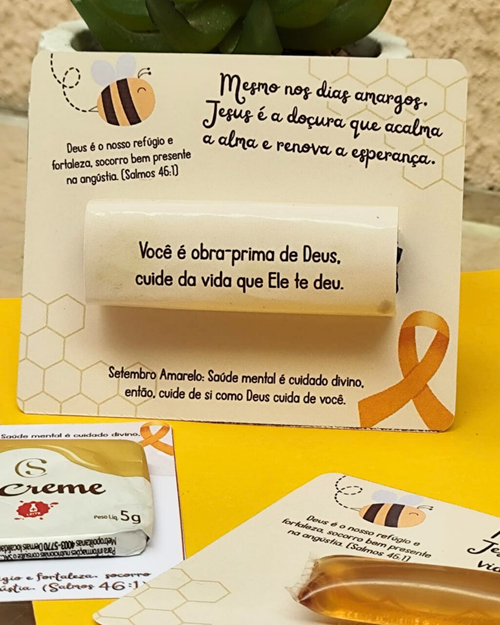 Card doces e mel "Jesus é o mel" - Setembro Amarelo Cristão - Imagem 1