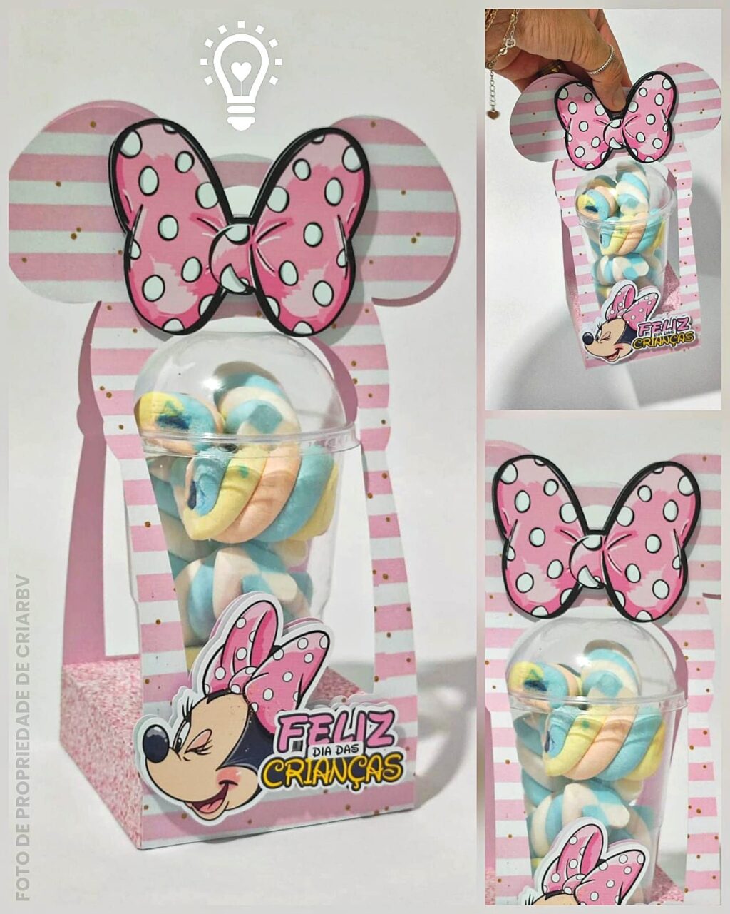 ARQUIVO DE CORTE MINNIE DIA DAS CRIANÇAS / COPO BOLHA DE 300ML (STUDIO E PDF) - Imagem 1