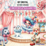 Kit Digital Circo Rosa Aquarela - Imagem 2