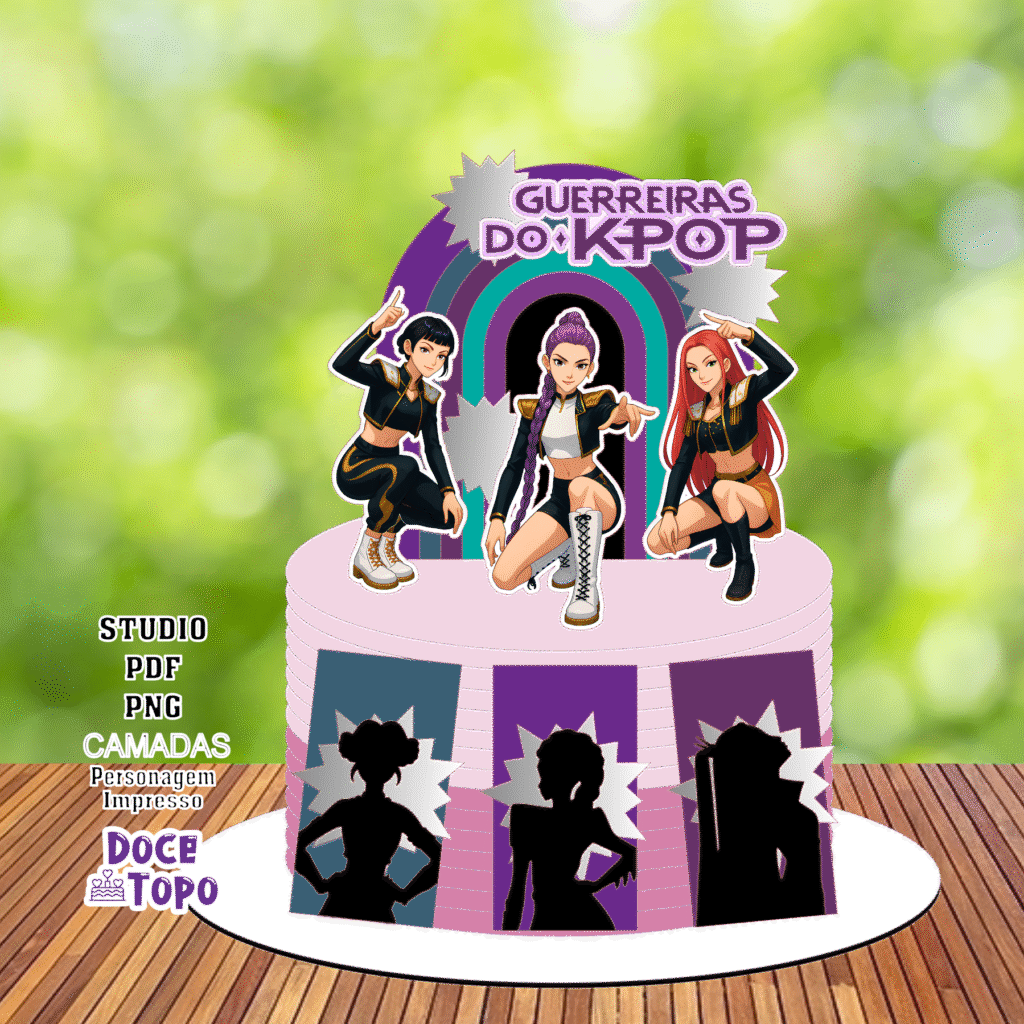 ARQUIVO DE CORTE TOPO DE BOLO Guerreiras do K-Pop - Imagem 1