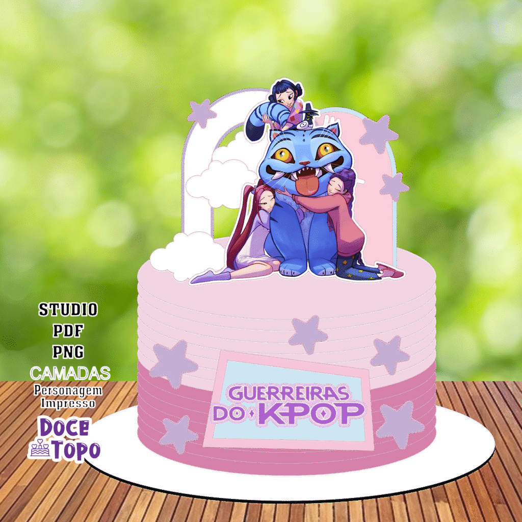 ARQUIVO DE CORTE TOPO DE BOLO Guerreiras do K-Pop - Imagem 1
