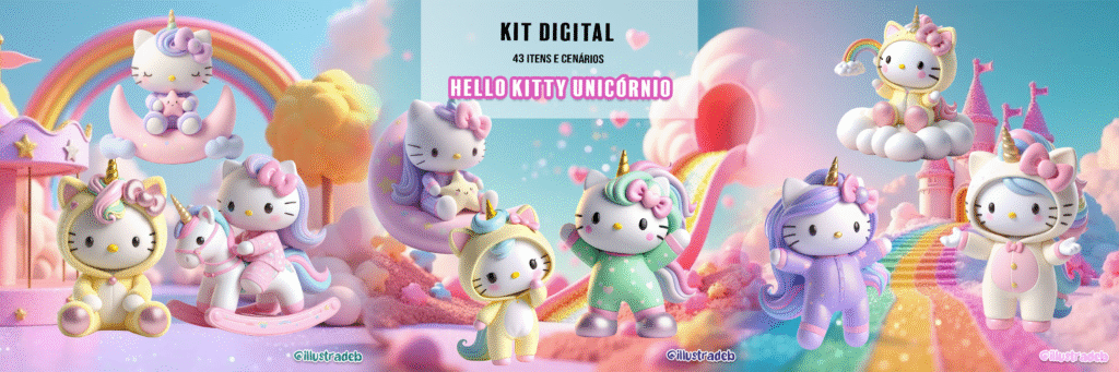 Kit Digital Hello Kitty Unicórnio - Imagem 1