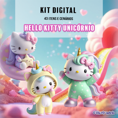 Kit Digital Hello Kitty Unicórnio
