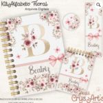 Kit Encadernação Alfabeto Floral Gold