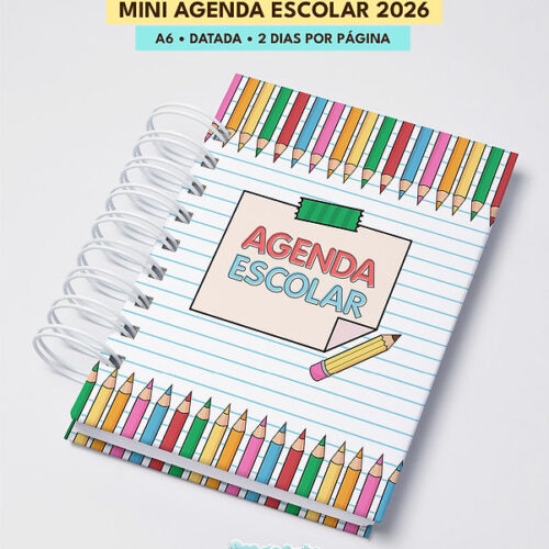 MINI AGENDA ESCOLAR DATADA 2026 | A6 | 2 DIAS POR PÁGINA