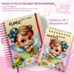 PACK Caderno Pautado A5+Bloquinho A6 – Little Cute Fairy with flowers