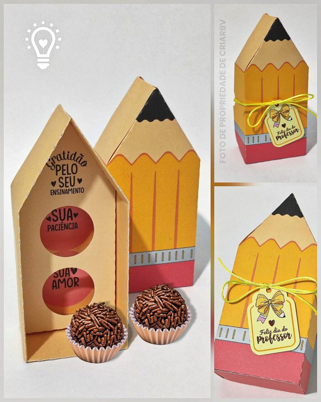 ARQUIVO DE CORTE CAIXA LÁPIS DOIS BRIGADEIRO DIA DOS PROFESSORES - Imagem 1