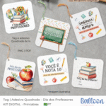 Dia dos Professores - Kit Tag Quadrada 6cm