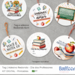Dia dos Professores - Kit Tag Redonda 6cm