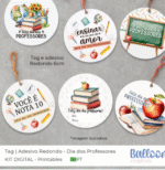 Dia dos Professores - Kit Tag Redonda 6cm