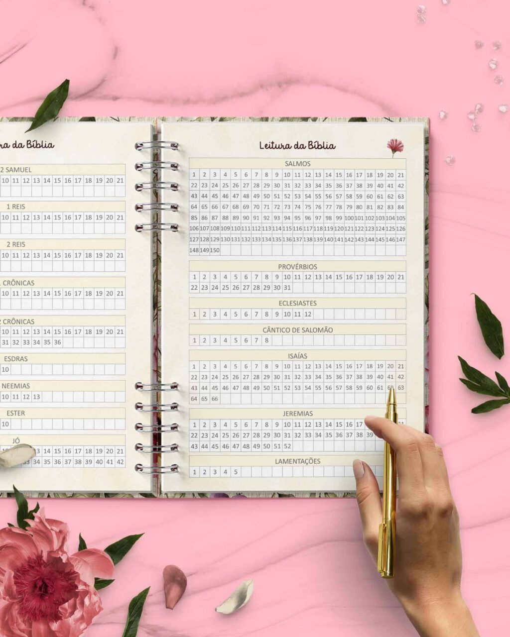 Combo Devocional Leitura da Bíblia 365 dias Católica Evangélica Leitura Livre Flores e Cores - Imagem 3