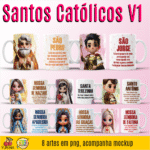 ESTAMPAS SANTOS CATÓLICOS CANECA V1