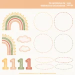 Kit Digital Primeira Volta ao Sol (Boho) – Cliparts em aquarela - Imagem 3