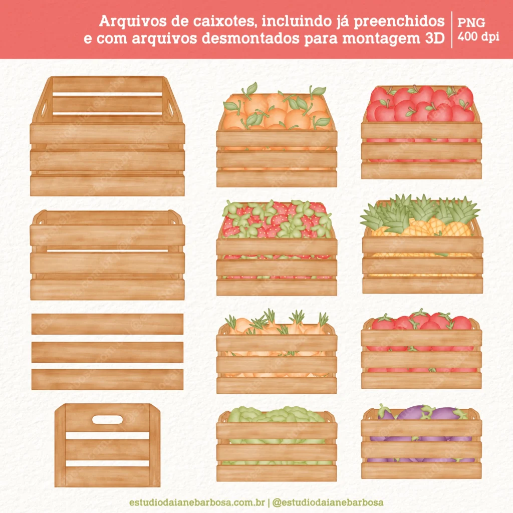 Kit Digital Quitandinha – Cliparts em aquarela - Imagem 4
