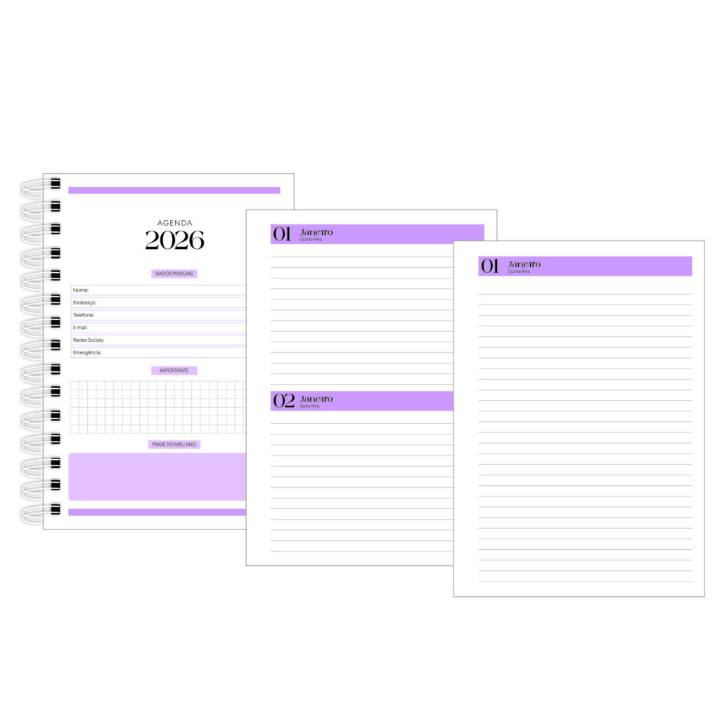 Agenda Simples 2026 - 05 Cores - Imagem 2